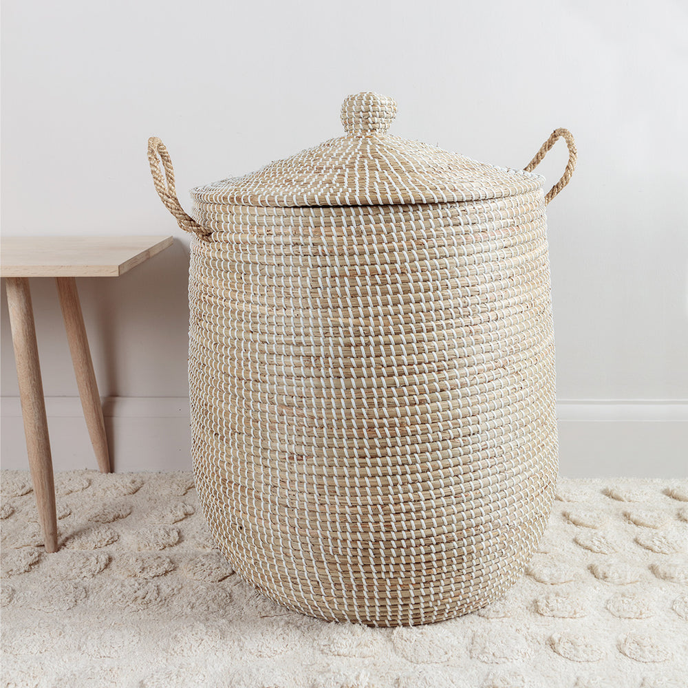 Seagrass Laundry Basket with Lid Large