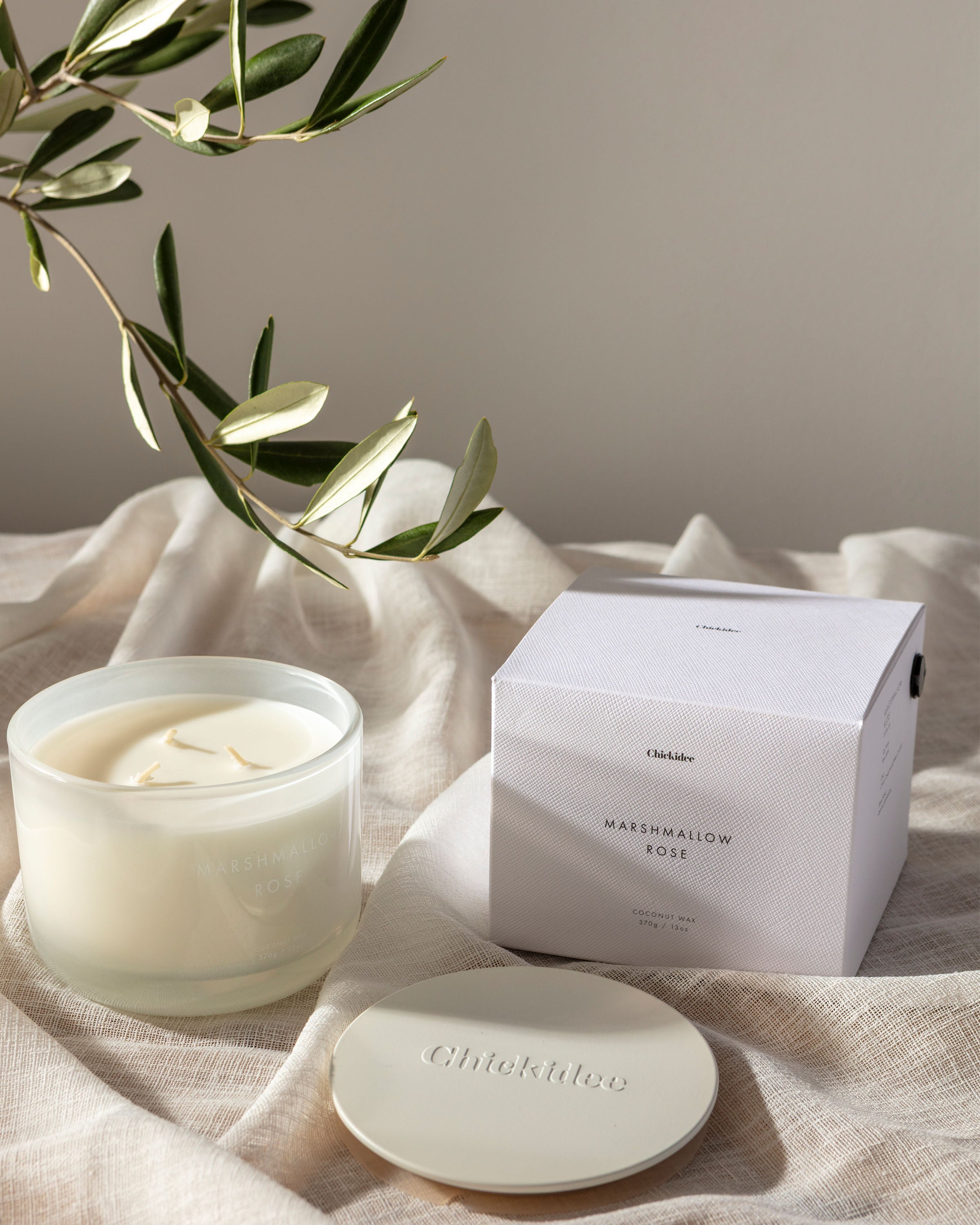 Marshmallow Rose Neutral Core Candle Large