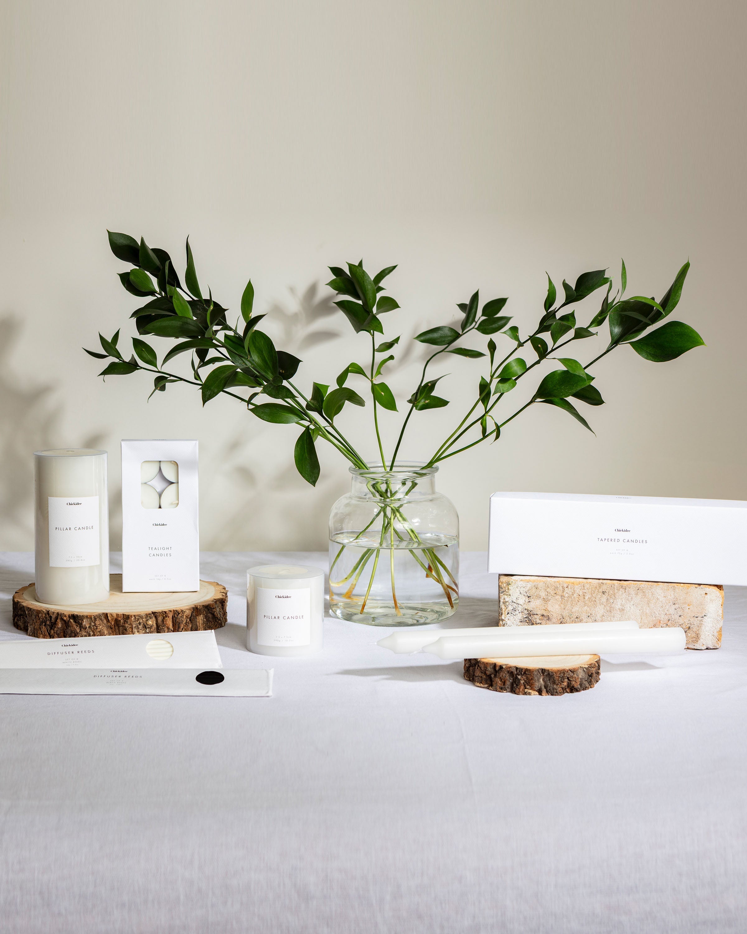 Chickidee Scents Base Range - Group Shot with white candles