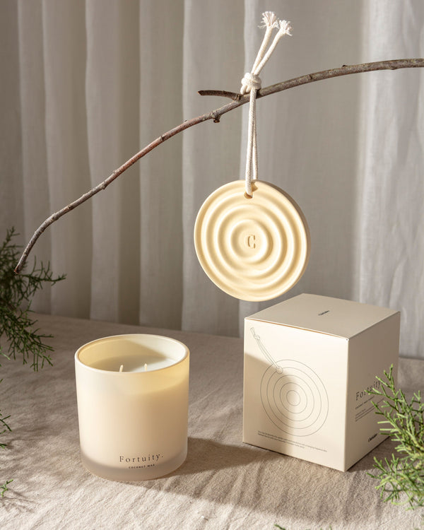 Chickidee Scents Clay Range - Fortuity Double Wick Candle with Hanging Scent Disc