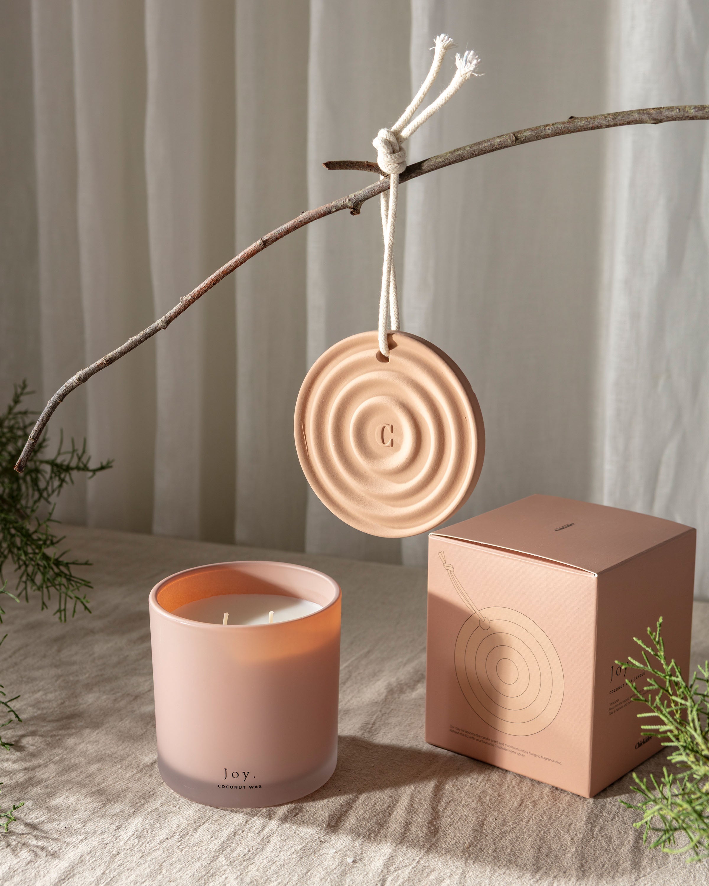 Chickidee Scents Clay Range - Joy Double Wick Candle with Hanging Scent Disc