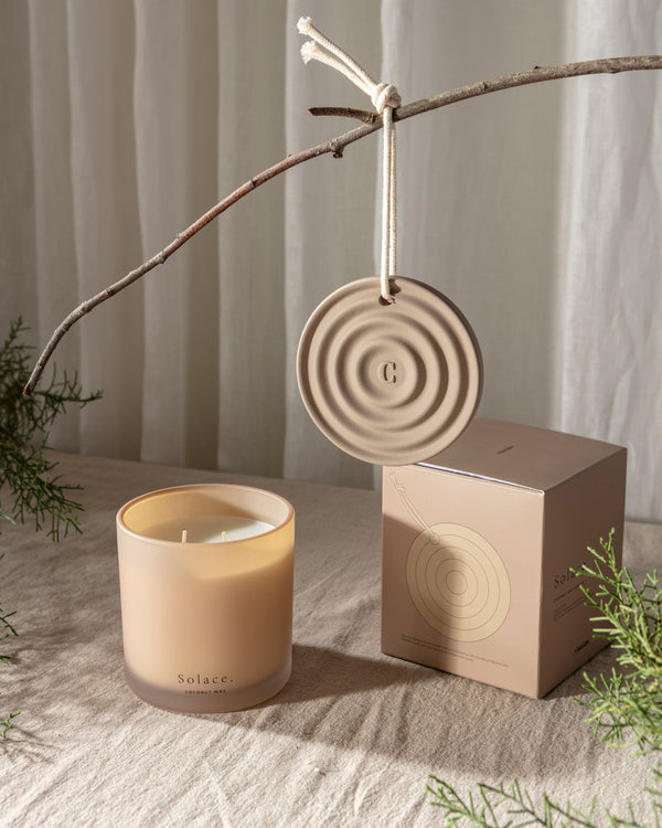 Chickidee Scents Clay Range - Solace Double Wick Candle with Hanging Scent Disc