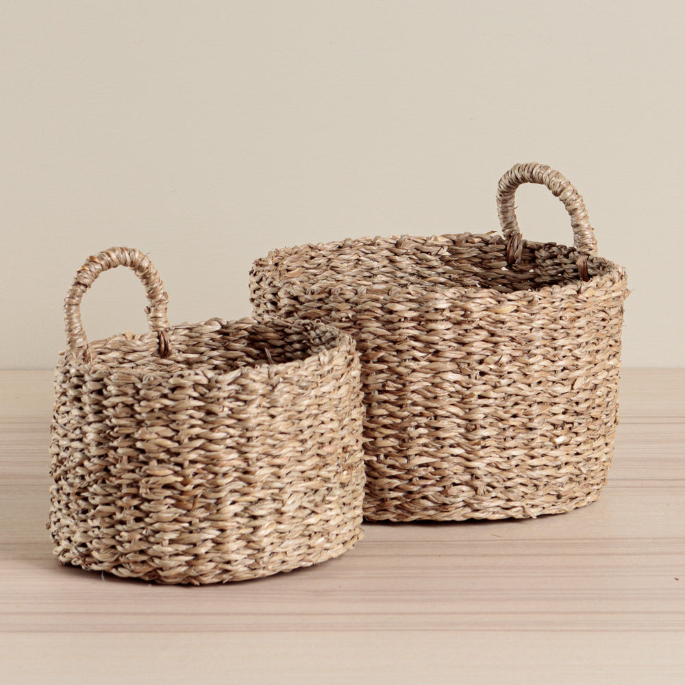 Natural Seagrass Door Hanger Baskets - Set 2